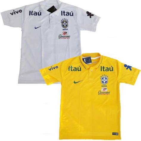 Onde personalizar camisa de futebol? 2 Camisas Polo Passeio Da Seleção Brasileira De Futebol ...