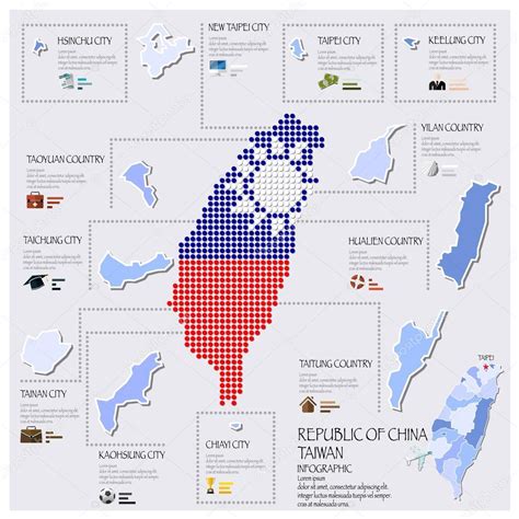 Mapa De Punto Y Bandera De Taiw N Rep Blica De China Infograf A Dise O
