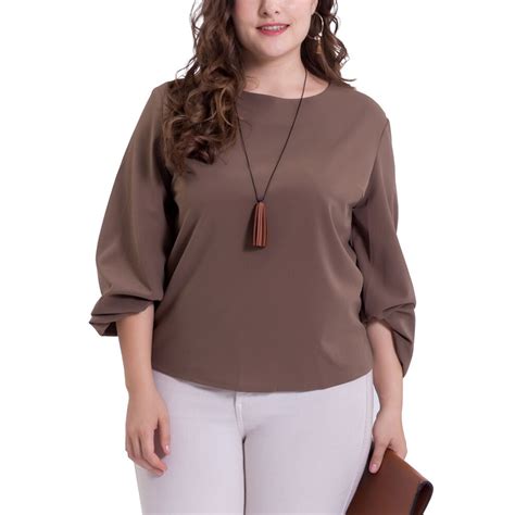 Plus Size Woman Chiffon Tops Simple Office Clothing Fashion Wear To