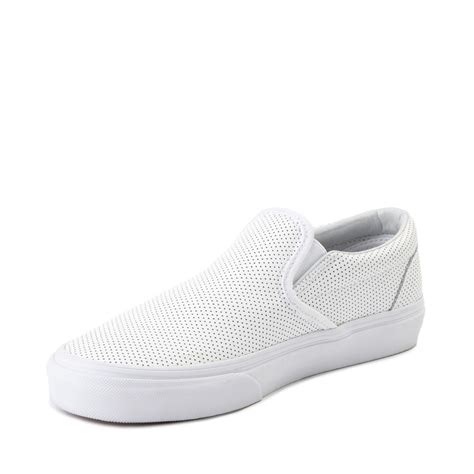 Vans Slip On Perforated Leather Skate Shoe White Journeyscanada