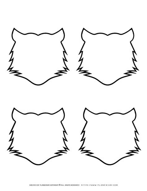 Four Tiger Faces Outline Template Custom Printable Planerium