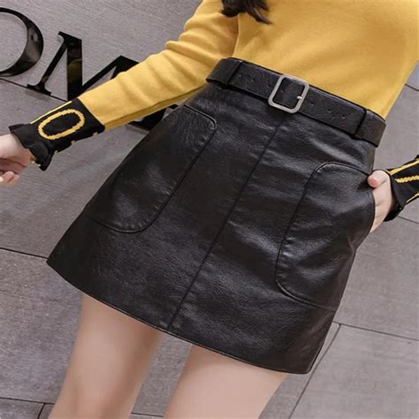 Aliexpress Com Buy Europe And America A Line Leather Skirt Double
