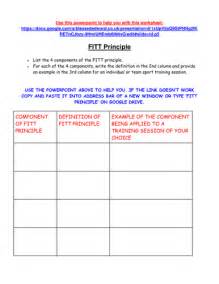 Gcse Pe Fitt Principle Hw Sheet Teaching Resources