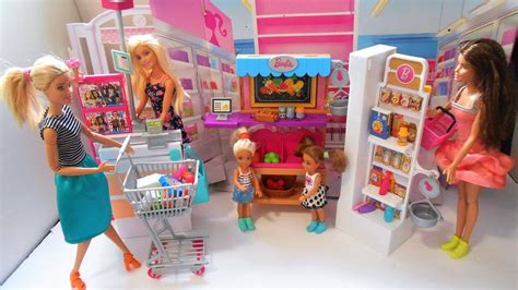 Barbie Doll Grocery Store Supermarket With Chelsea Miniature Food