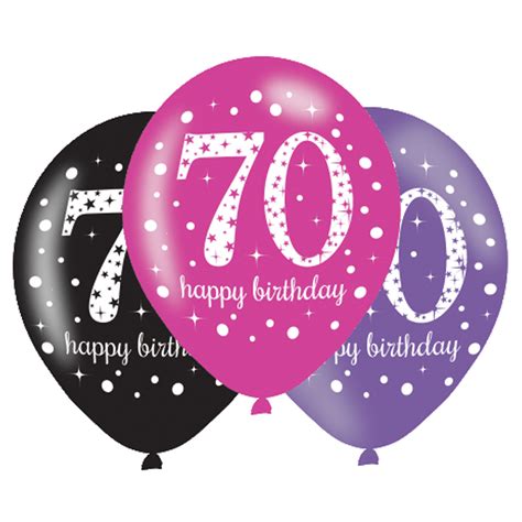 Pink Sparkling Celebration 70th Birthday Latex Balloons 11275cm
