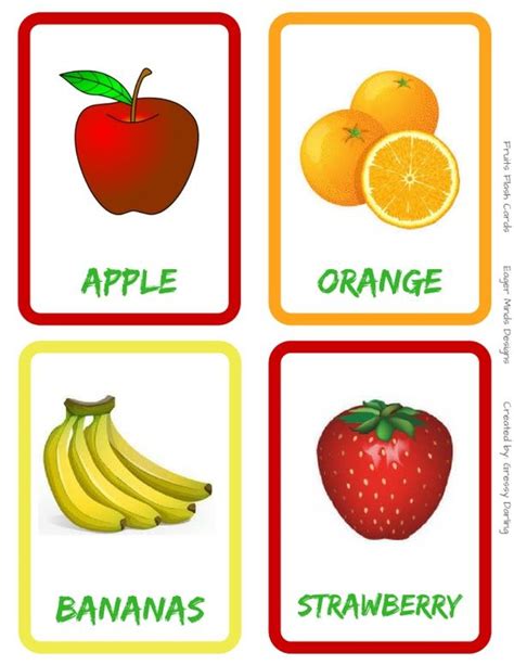 Printable Fruits Flashcards Food Flashcards Fruits For Kids Flashcards