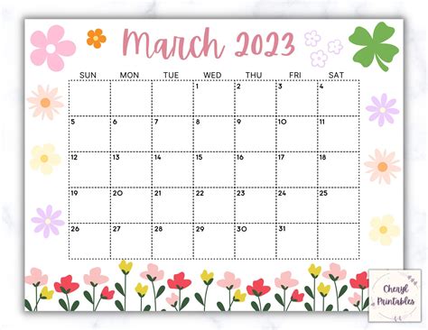 Editable March 2023 Calendar Printable Wall Calendar 2023 Calendar