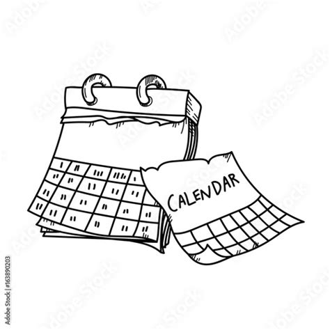 Calendar For Planning Freehand Drawing Illustration On White