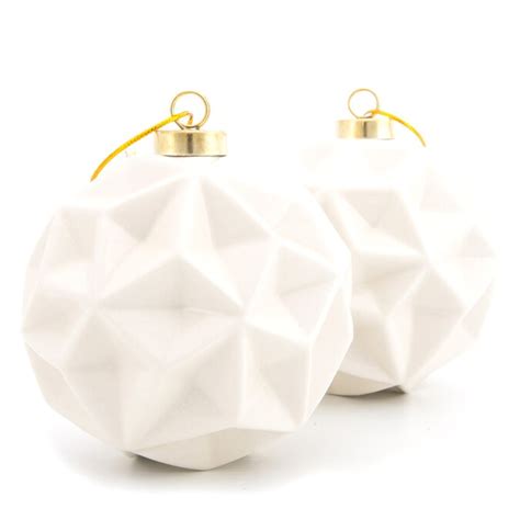 Holiday Living 2 Pack White Ceramic Ball Indoor Ornament Set In The