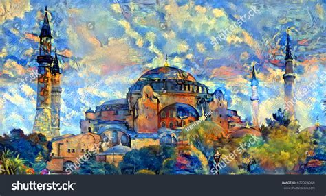 Oil Painting Hagia Sophia Museum Istanbul Stock Illustration Shutterstock