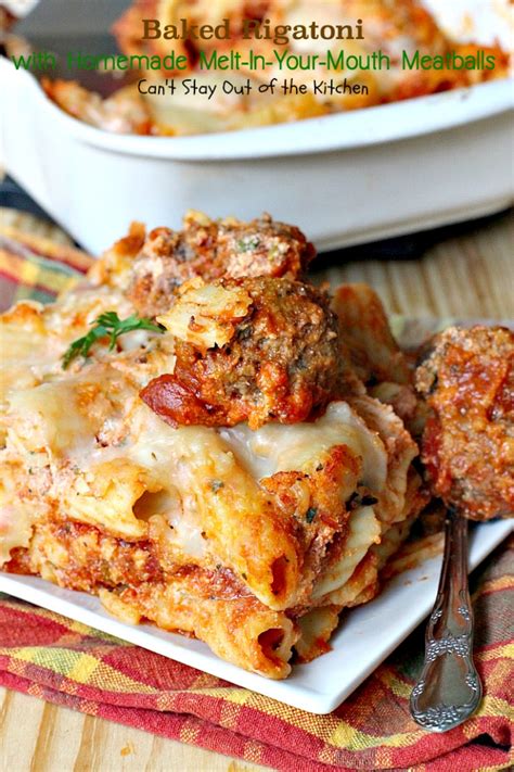 This pasta bake is make ahead and freezer friendly! Baked Rigatoni with Homemade Melt-In-Your-Mouth Meatballs ...