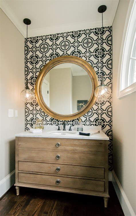 A Labor Of Love Transitional Powder Room Atlanta By 2 Gays And A