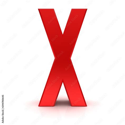 X Letter Red X Character Capital Letter 3d Render Graphic Sign Stock