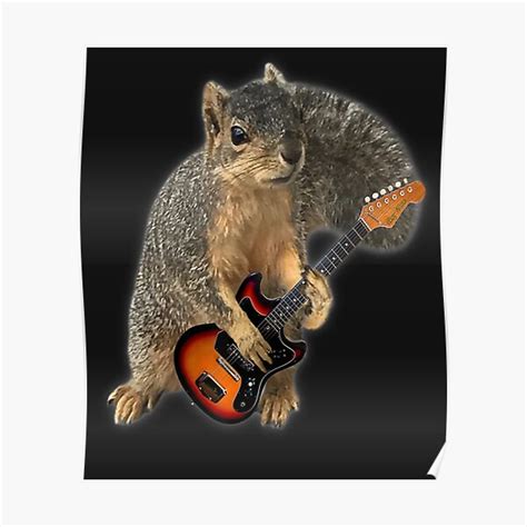 Squirrel Playing Guitar Poster For Sale By Saiyarad Redbubble
