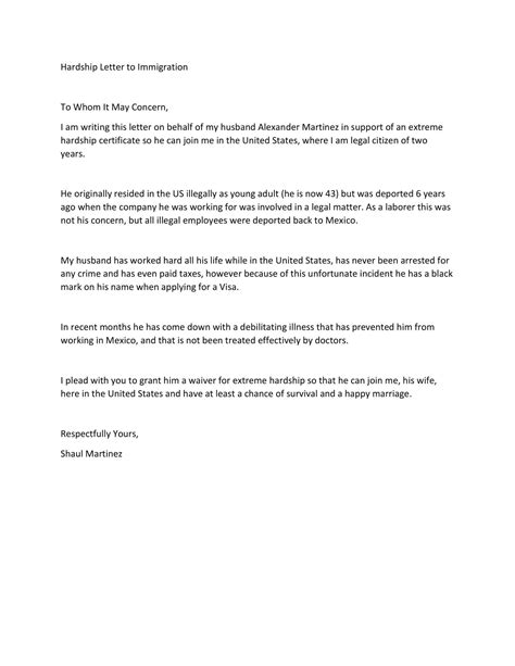 Free Printable Hardship Letter Example Pdf Word Financial And Immigration