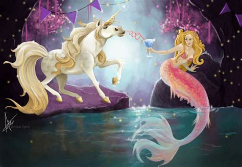 Unicorn Mermaid Party Amba Gem Art Digital Art Fantasy