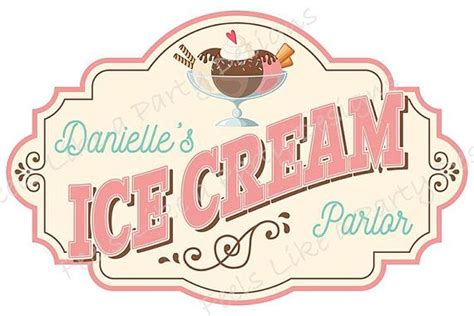 Custom Ice Cream Parlor Sign Digital Download Diy Printable Sign Ice