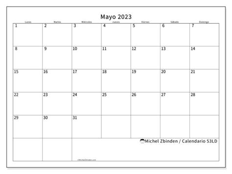 Calendario Mayo De 2023 Para Imprimir “47ld” Michel Zbinden Hn