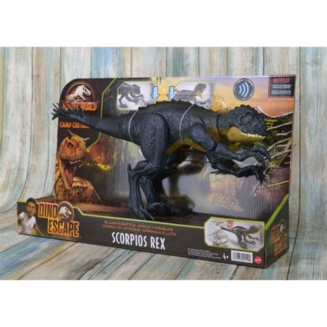 Mattel Toys Jurassic World Scorpios Figure Rex Slash N Battle Camp Cretaceous Dino Escape