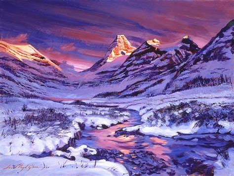 David Lloyd Glover Blue Sunrise Acrylic On Canvas Mountain