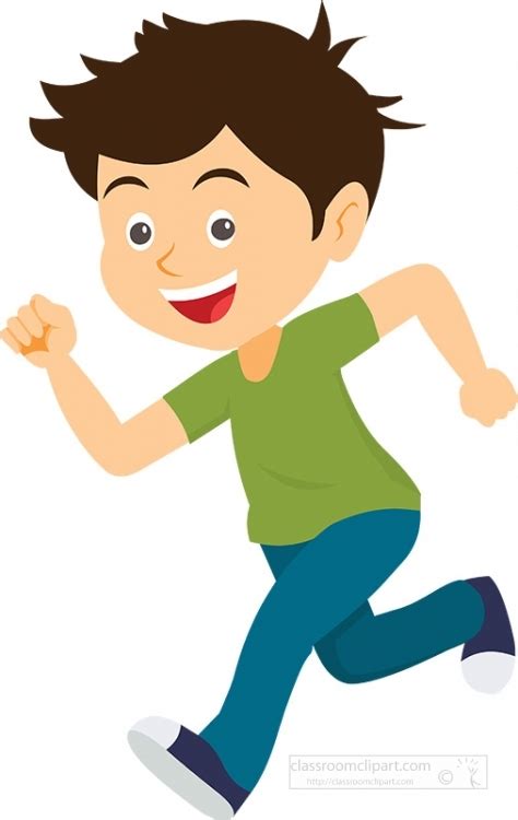 Fitness And Exercise Clipart Smiling Boy Jogging Vector Clipart Image