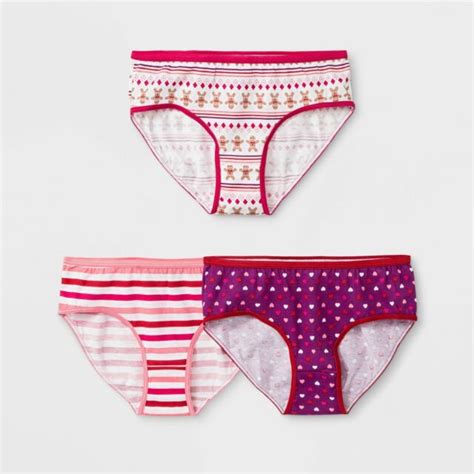 Set Of 3 Cat And Jack Girls Classic Briefs Panties Holiday Gingerbread