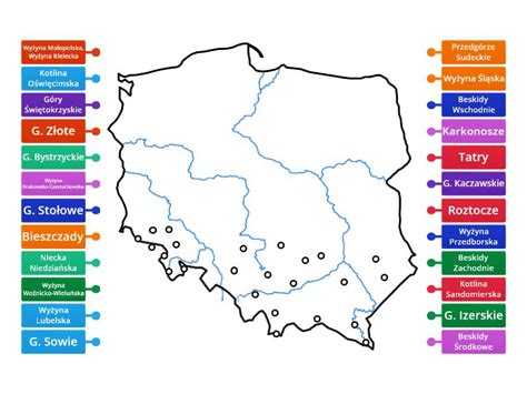 Mapa Fizyczna Polski cz wyżyny kotliny góry Rysunek z opisami