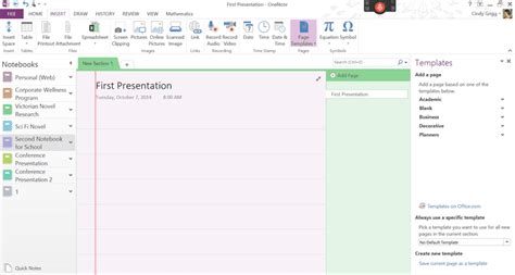 Updated Page Template Options For Microsoft Onenote