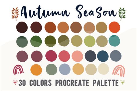 Autumn Season Color Palette Set For Procreate Ipad Digital Color Color Swatches Palette