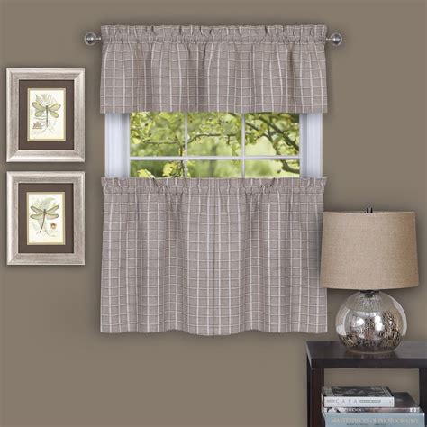 Sydney Plaid Decorative Kitchen Window Curtain 24 Tiers And Valance Set