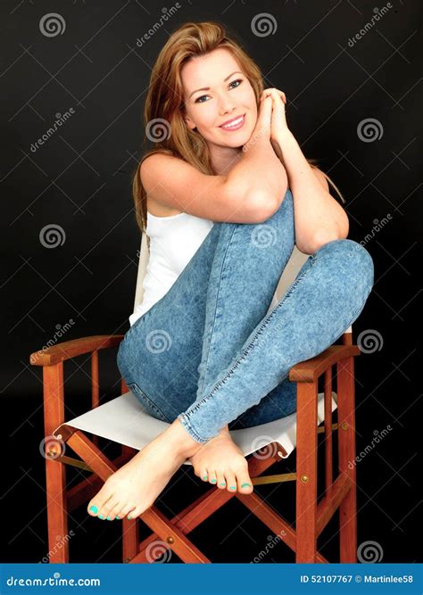 Beautiful Attractive Young Woman Sitting In Chair Stock Image Image