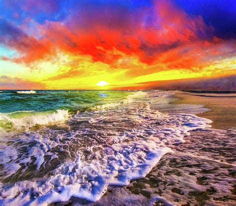 Amazing Red Yellow Beach Sunset Photograph By Eszra Tanner
