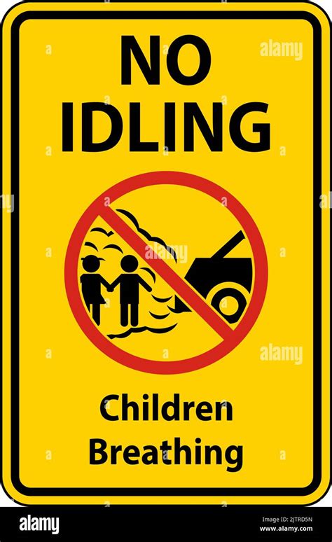 No Idling Children Breathing Sign On White Background Stock Vector