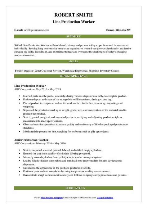 Production Worker Resume Samples Qwikresume