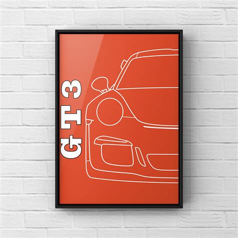 Porsche 911 Gt3 Wall Art Mustang Poster Auto Wall Art Orange Etsy