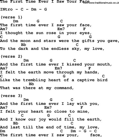 Johnny Cash Song The First Time Ever I Saw Your Face Lyrics And Chords