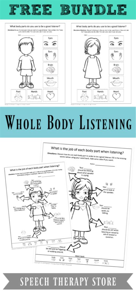 The Ultimate Whole Body Listening Worksheets And Guide Speech Therapy