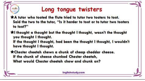Long Tongue Twisters Learn English With Inglishstudy