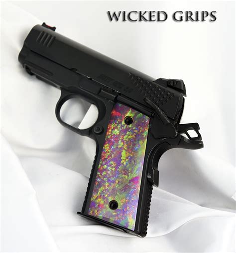 Custom Thin 1911 Officers Compact Pistol Grips Opal