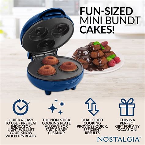 Nostalgia MyMini Lava Bundt Cake Maker Mini Breads Mini Muffins BLUE