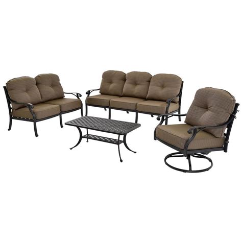 Choosing outdoor furniture that is. Castle Rock Brown 4-Piece Patio Set | El Dorado Furniture