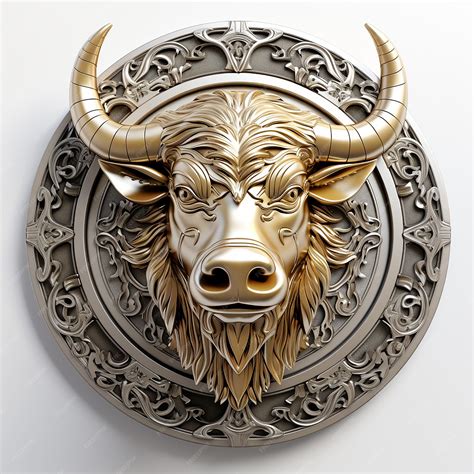 Premium Ai Image Bull Emblem Illustration In Silver Circle Logo White