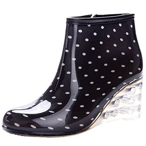 odema women s ankle high rain boots side zipper wedge high heel waterproof shoes winter snow