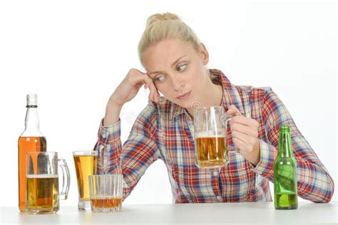 Drunk Blond Woman Needs To Stop Stock Image Image Of Alone Depend