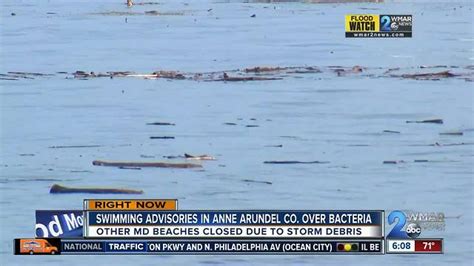 beaches closed and swimming advisories due to debris and bacteria