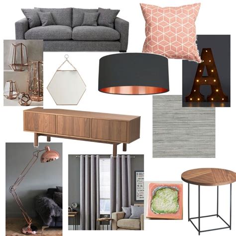 Grey Blush And Copper Living Room New Home Pinterest