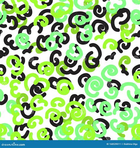 Abstract Swirling Green And Black Lines Pattern Stock Illustration