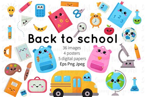 Back To School Kawaii Clipart 787939 Illustrations Design Bundles