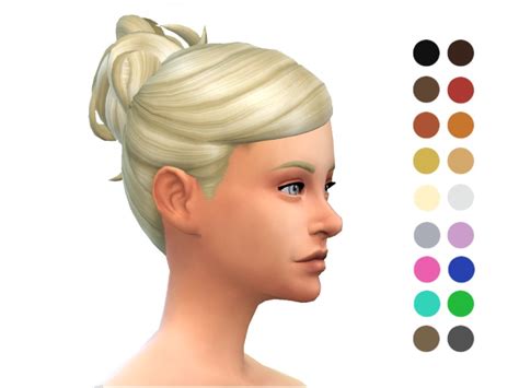 Sims 4 Hairs The Sims Resource Messy Bun Hair Retextured By