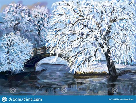 Winter Landscape Stock Illustration Illustration Of Cold 136437438